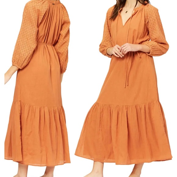 Billabong Dresses & Skirts - NWT Billabong Crystal Cove Tiered Ruffle Cotton Dress Sz M Bronze